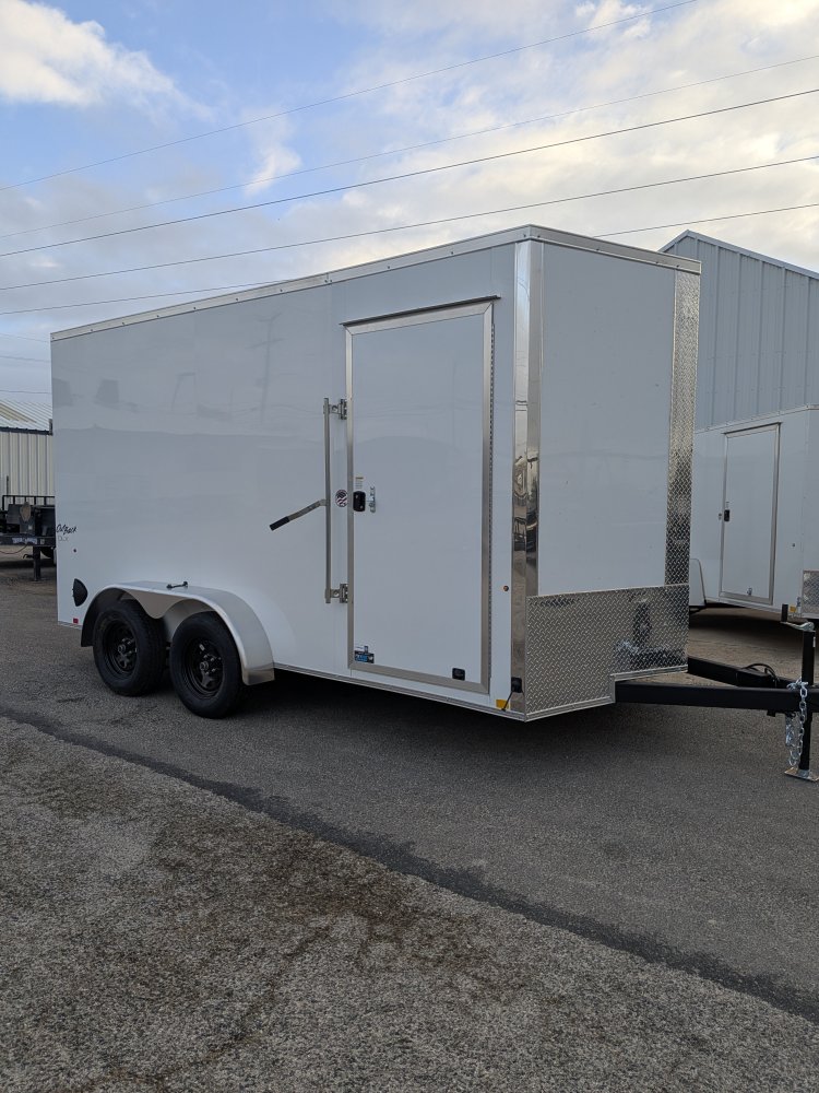 2027 Pace American 7x14 White Tandem Drop Gate Cargo Trailer