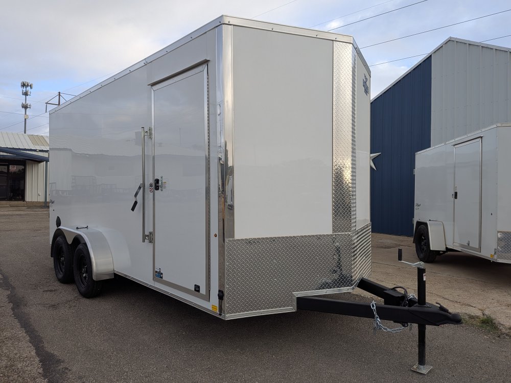 2027 Pace American 7x16 White Tandem Drop Gate Cargo Trailer