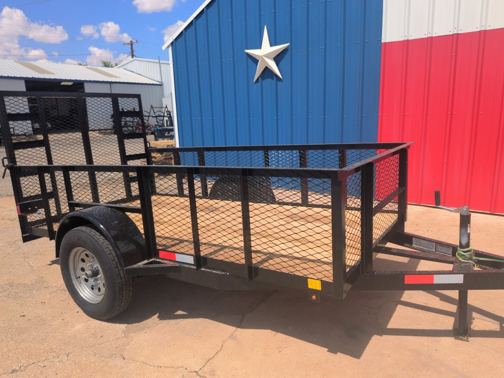 2026 C&M 5X10 Single Axle 2'Expanded Metal Sides 4' Gate