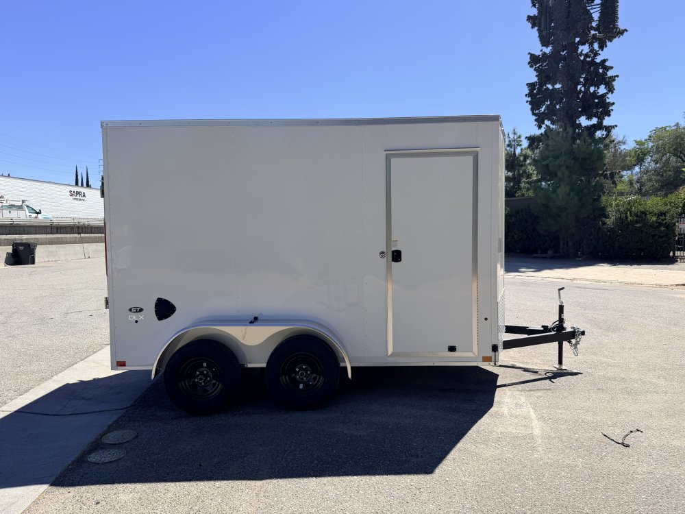 7x12 ST DLX Flat Top V-Nose Enclosed Cargo Trailer - 7,000 LB GVWR - 84" Interior Height - Ramp Door