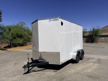 7x12 ST DLX Flat Top V-Nose Enclosed Cargo Trailer - 7,000 LB GVWR - 84" Interior Height - Ramp Door