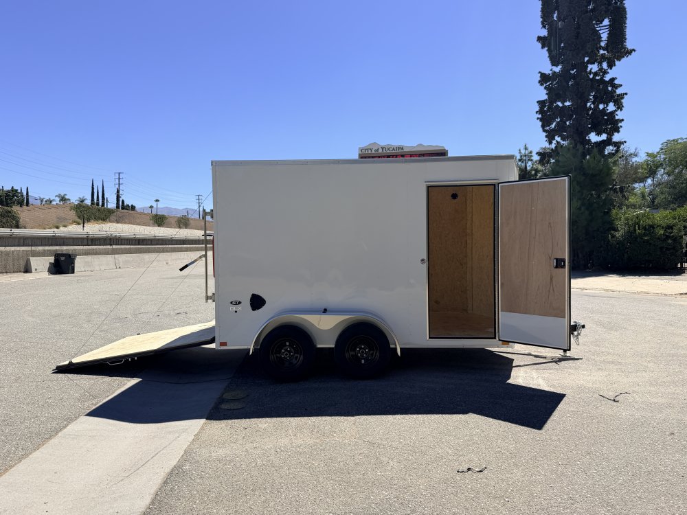 7x12 ST DLX Flat Top V-Nose Enclosed Cargo Trailer - 7,000 LB GVWR - 84" Interior Height - Ramp Door