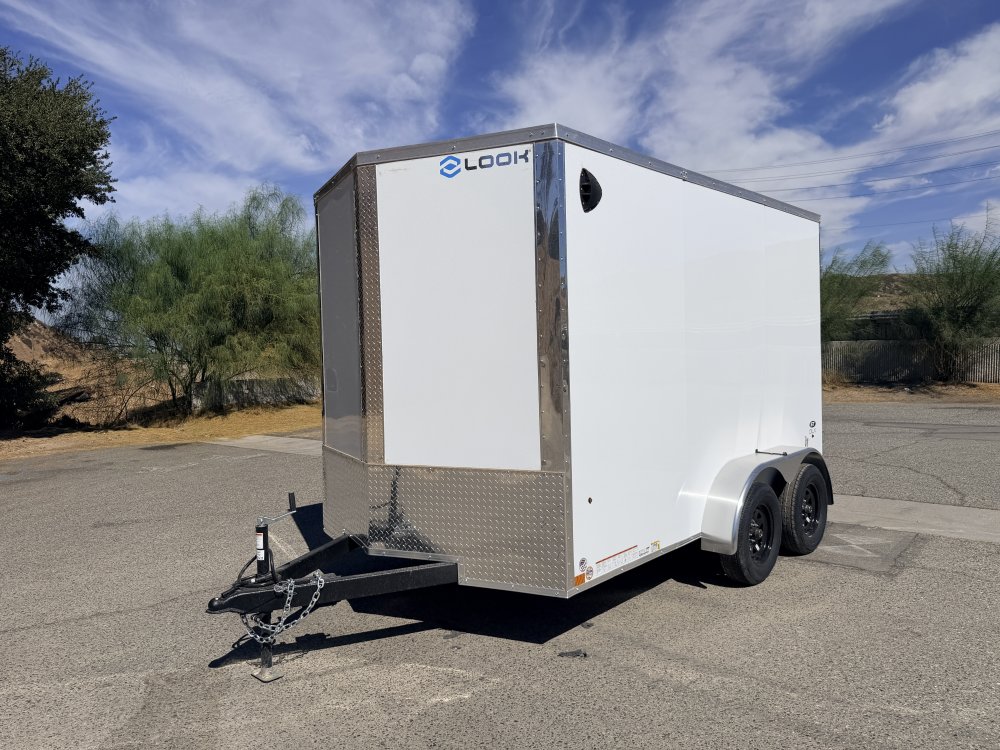 7x12 ST DLX Flat Top V-Nose Enclosed Cargo Trailer - 7,000 LB GVWR - 84" Interior Height - Cargo Doors