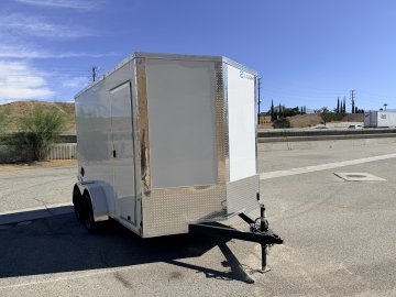 7x12 ST DLX Flat Top V-Nose Enclosed Cargo Trailer - 7,000 LB GVWR - 84" Interior Height - Cargo Doors