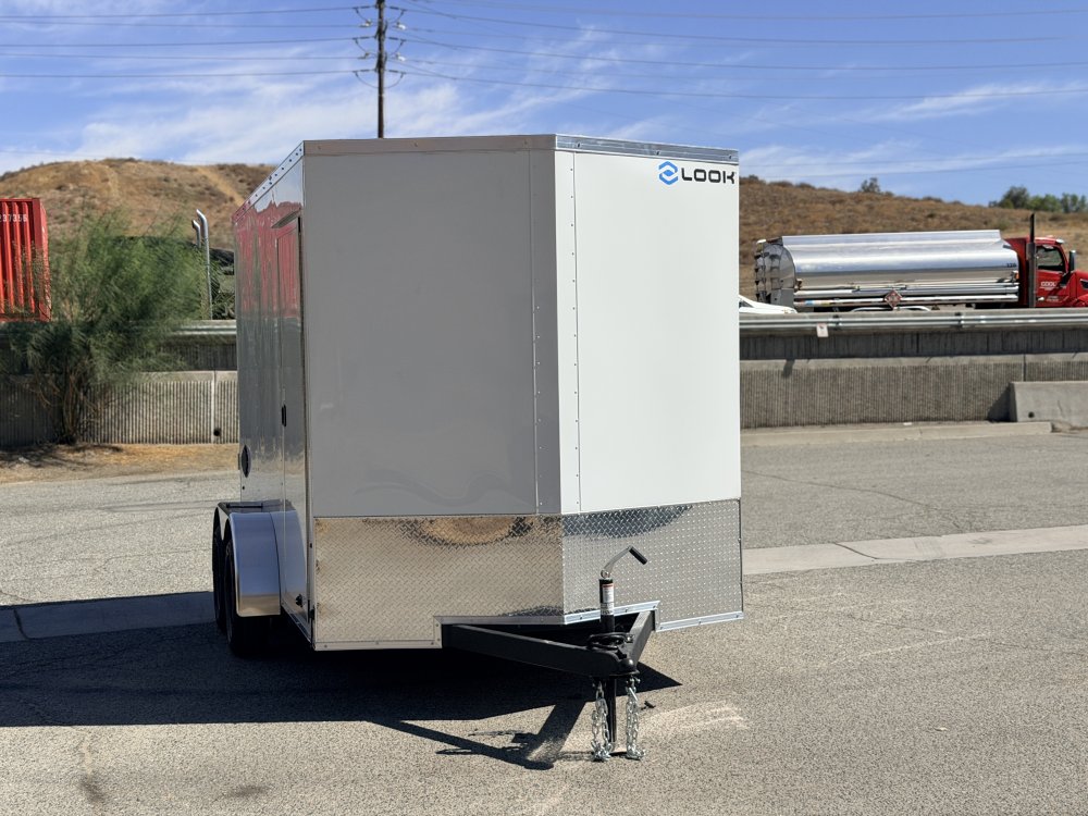 7x12 ST DLX Flat Top V-Nose Enclosed Cargo Trailer - 7,000 LB GVWR - 84" Interior Height - Ramp Door