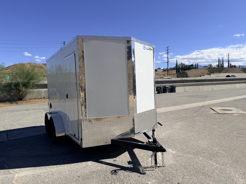 7x12 ST DLX Flat Top V-Nose Enclosed Cargo Trailer - 7,000 LB GVWR - 84" Interior Height - Ramp Door