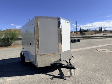 7x12 ST DLX Flat Top V-Nose Enclosed Cargo Trailer - 7,000 LB GVWR - 84" Interior Height - Ramp Door