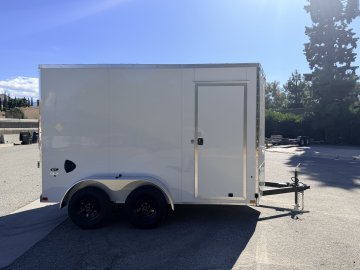 7x12 ST DLX Flat Top V-Nose Enclosed Cargo Trailer - 7,000 LB GVWR - 84" Interior Height - Ramp Door