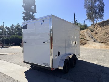 7x12 ST DLX Flat Top V-Nose Enclosed Cargo Trailer - 7,000 LB GVWR - 84" Interior Height - Ramp Door