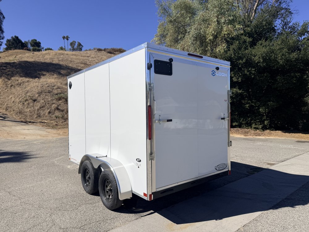 7x12 ST DLX Flat Top V-Nose Enclosed Cargo Trailer - 7,000 LB GVWR - 84" Interior Height - Ramp Door