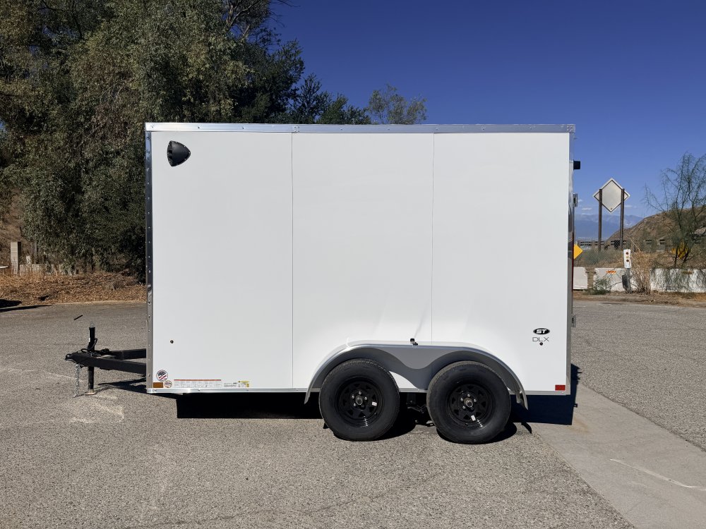 7x12 ST DLX Flat Top V-Nose Enclosed Cargo Trailer - 7,000 LB GVWR - 84" Interior Height - Ramp Door