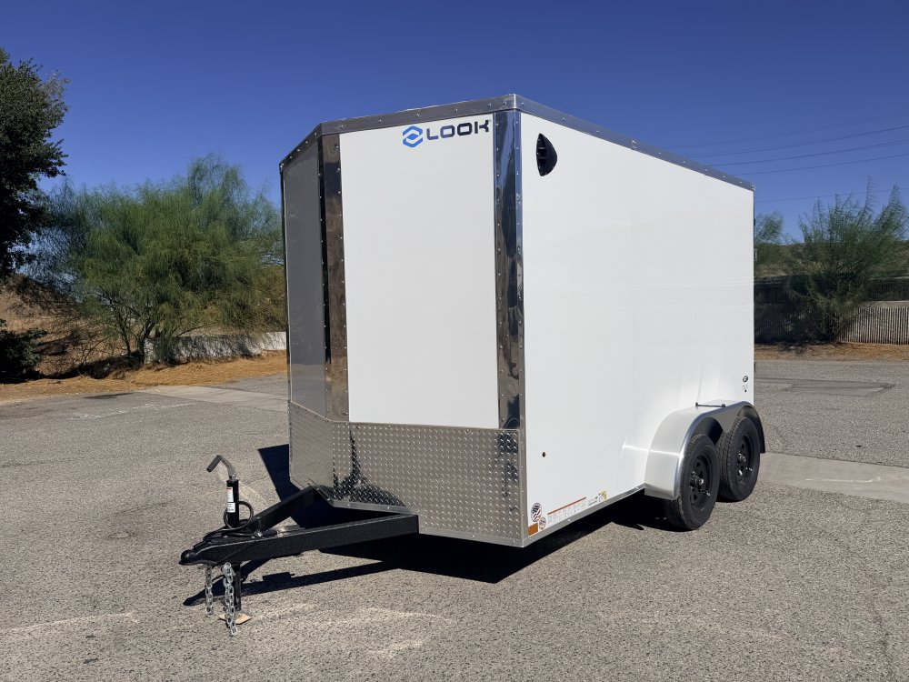 7x12 ST DLX Flat Top V-Nose Enclosed Cargo Trailer - 7,000 LB GVWR - 84" Interior Height - Ramp Door