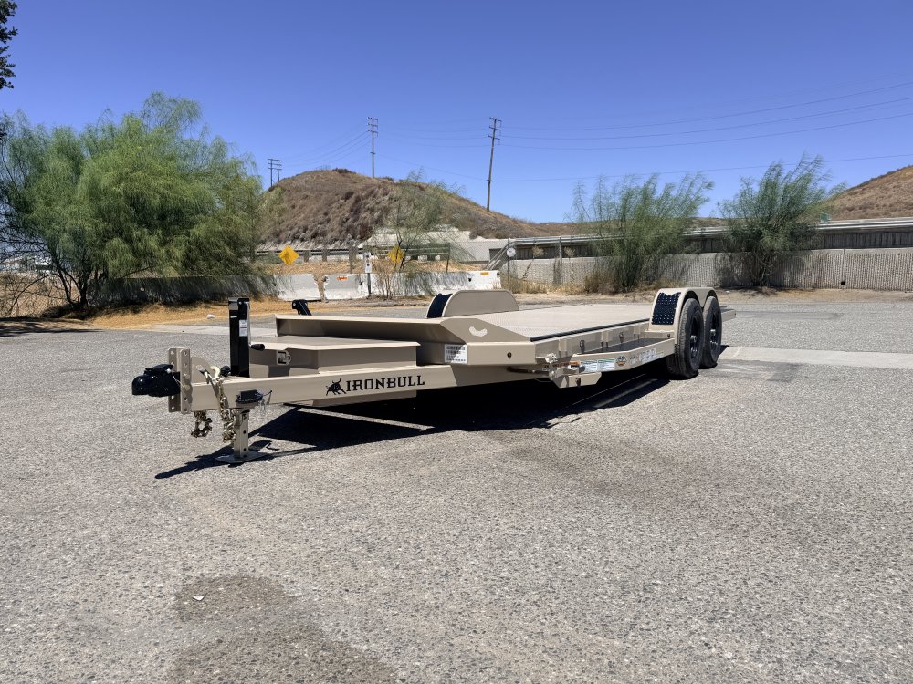 IronBull TRB83x20 Gravity Tilt Car Hauler | 10K GVWR | Steel Deck | Toolbox & Winch Plate