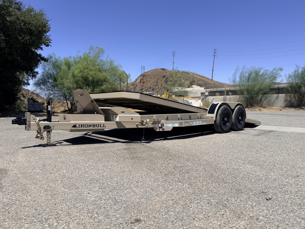 IronBull TRB83x20 Gravity Tilt Car Hauler | 10K GVWR | Steel Deck | Toolbox & Winch Plate