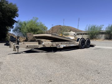 IronBull TRB83x20 Gravity Tilt Car Hauler | 10K GVWR | Steel Deck | Toolbox & Winch Plate