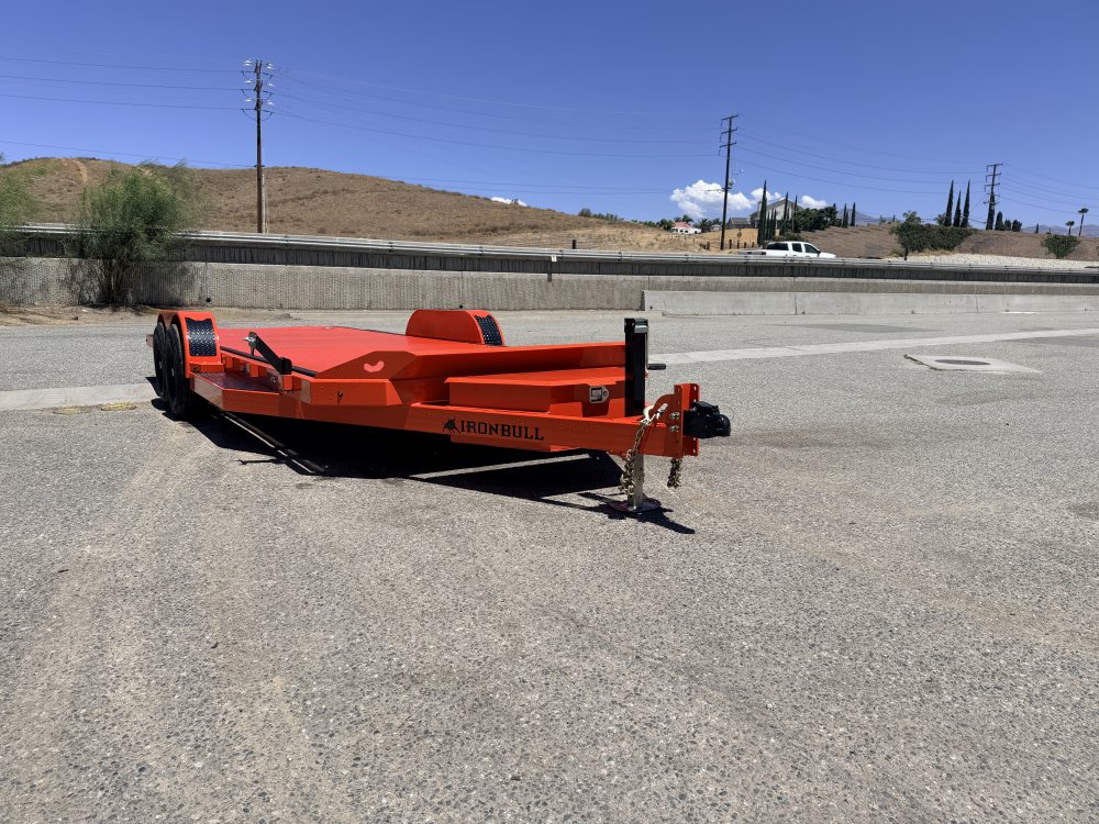 IronBull TRB83x20 Gravity Tilt Car Hauler | 10K GVWR | Steel Deck | Toolbox & Winch Plate