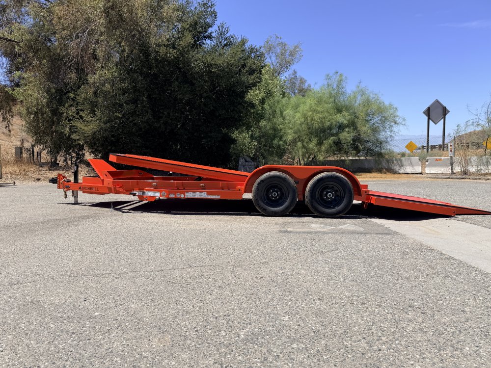 IronBull TRB83x20 Gravity Tilt Car Hauler | 10K GVWR | Steel Deck | Toolbox & Winch Plate