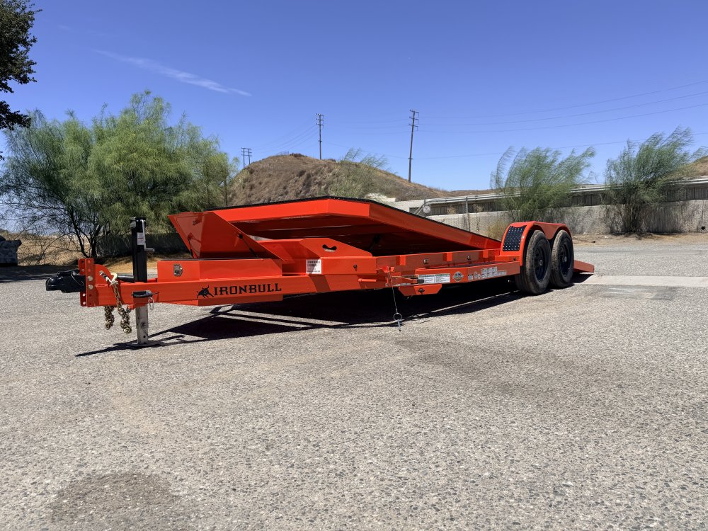 IronBull TRB83x20 Gravity Tilt Car Hauler | 10K GVWR | Steel Deck | Toolbox & Winch Plate