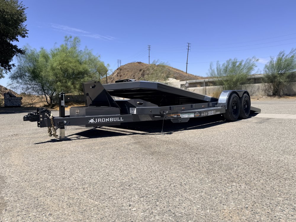 IronBull TRB83x20 Gravity Tilt Car Hauler | 10K GVWR | Steel Deck | Toolbox & Winch Plate