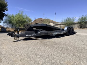 IronBull TRB83x20 Gravity Tilt Car Hauler | 10K GVWR | Steel Deck | Toolbox & Winch Plate