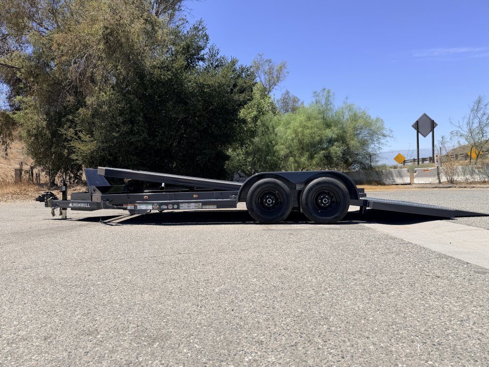IronBull TRB83x20 Gravity Tilt Car Hauler | 10K GVWR | Steel Deck | Toolbox & Winch Plate
