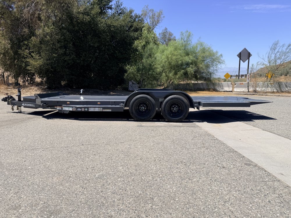 IronBull TRB83x20 Gravity Tilt Car Hauler | 10K GVWR | Steel Deck | Toolbox & Winch Plate