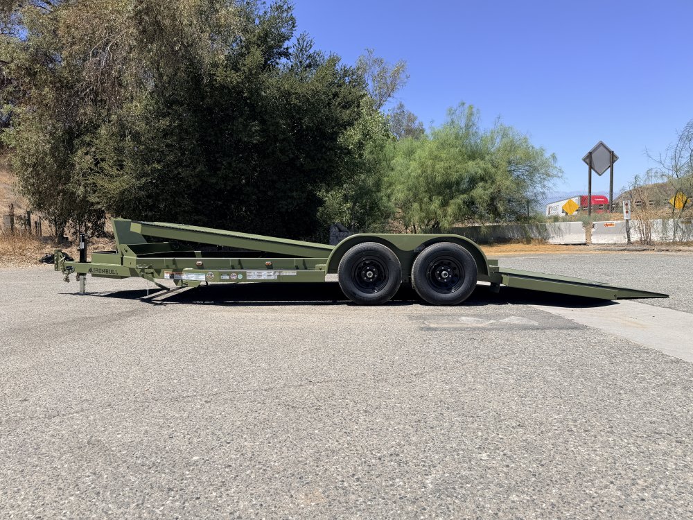 IronBull TRB83x20 Gravity Tilt Car Hauler | 10K GVWR | Steel Deck | Toolbox & Winch Plate
