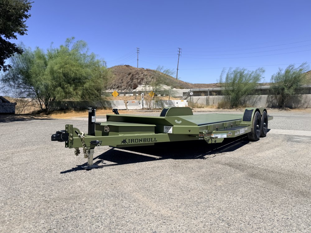 IronBull TRB83x20 Gravity Tilt Car Hauler | 10K GVWR | Steel Deck | Toolbox & Winch Plate