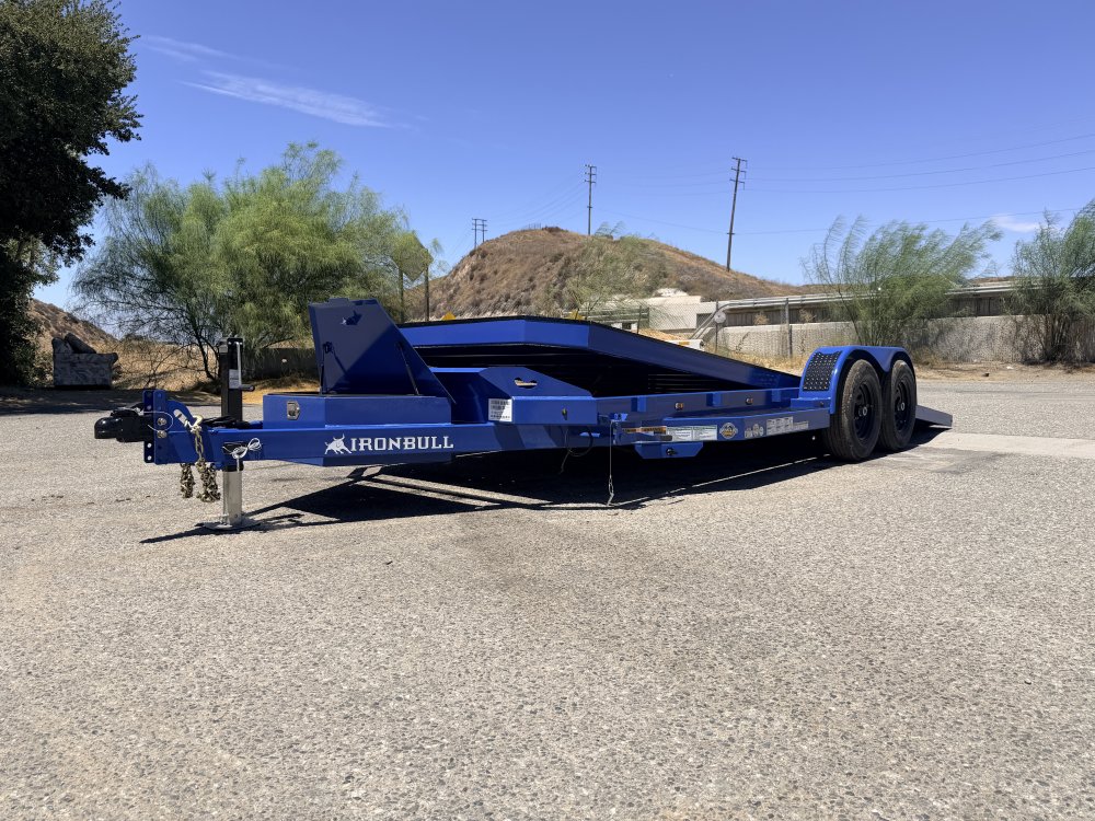 IronBull TRB83x20 Gravity Tilt Car Hauler | 10K GVWR | Steel Deck | Toolbox & Winch Plate