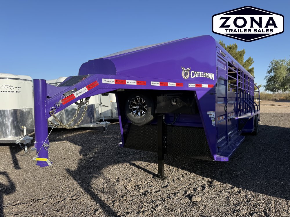 2027 Cattleman 24Ft Stock Combo - Rubber Plank Floor - Hydraulic Jack - 8k Axles