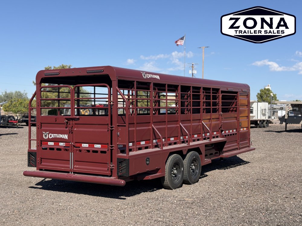 2027 Cattleman 24Ft Stock Combo - Rubber Plank Floor - Hydraulic Jack - 8k Axles