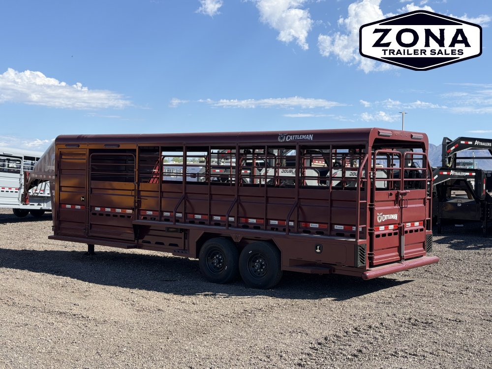 2027 Cattleman 24Ft Stock Combo - Rubber Plank Floor - Hydraulic Jack - 8k Axles