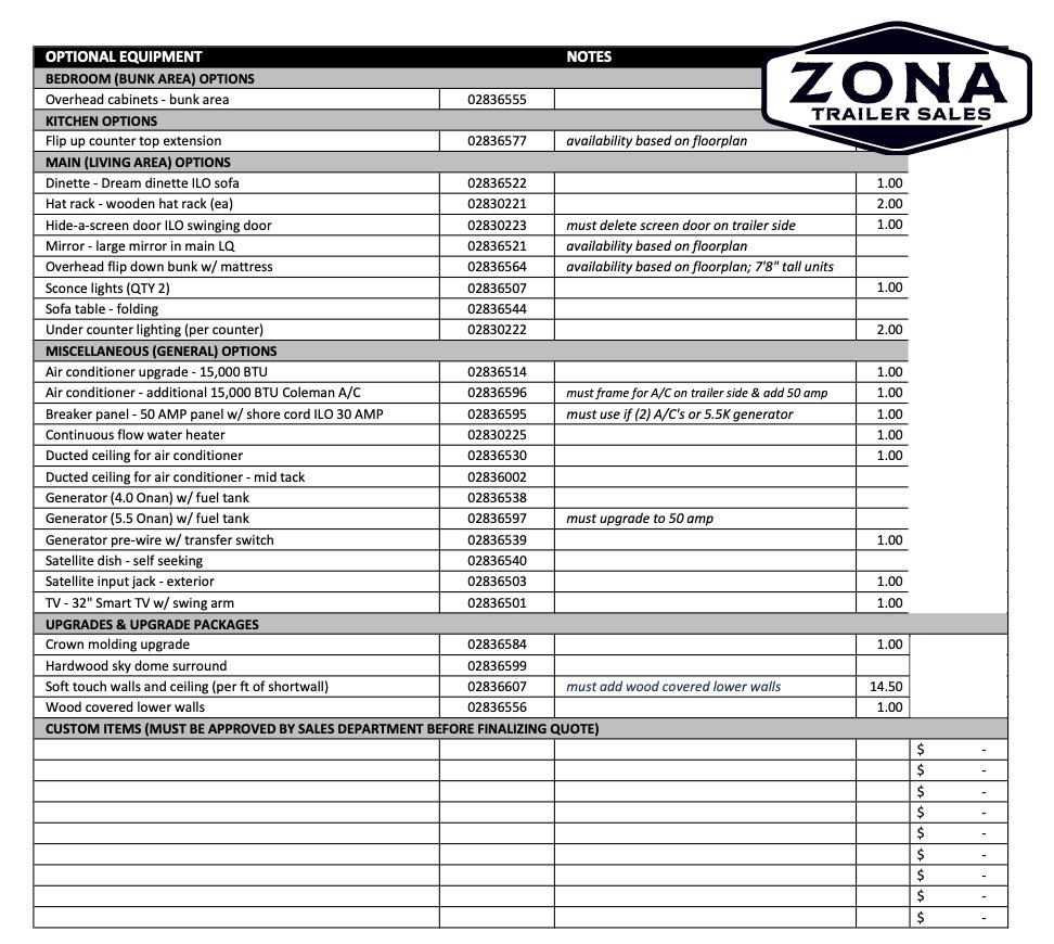 LQ BUILD SHEET