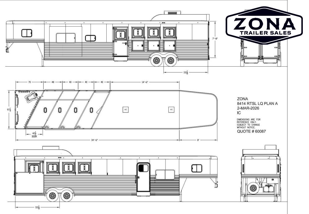 2027 Exiss Endeavor 14'6" SW - 4 Horse - Full Rear Tack - Side Load - Slide Out - Generator