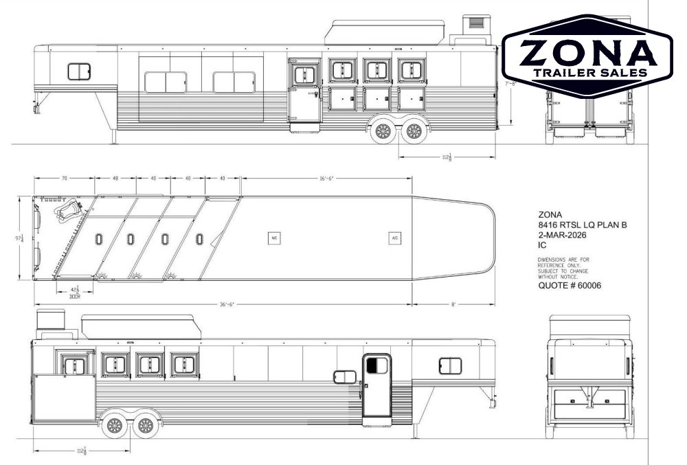 2027 Exiss 16'6" SW - 12' Slide - 4 Horse - Full Rear Tack - Side Load - Generator
