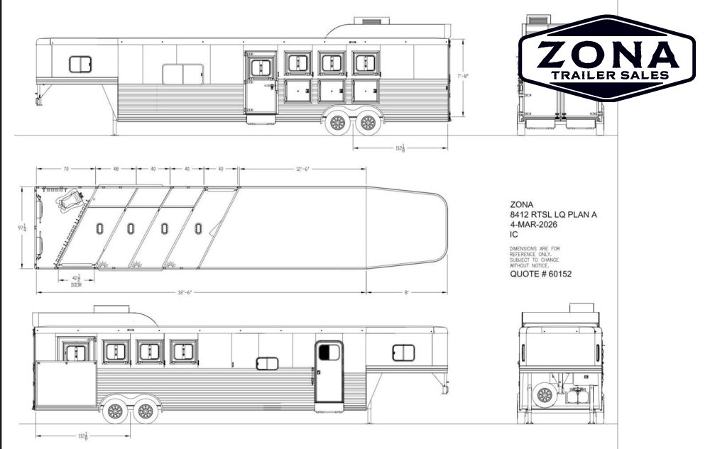 2027 Exiss 12'6" SW - 4 Horse - Full Rear Tack Side Load - Generator