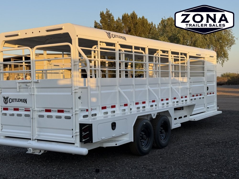 2027 Cattleman 24Ft Stock Combo - 8K Torsion Axles - Swing out saddle racks - Rubber Plank Floor